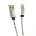 OMEGA METAL CABLE KABEL LIGHTNING TO USB 1.8A 1M SILVER [44210] TE