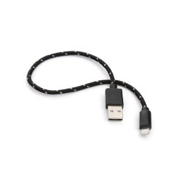 OMEGA USB LIGHTNING FABRIC BRAIDED CABLE KABEL 0,3M BLACK