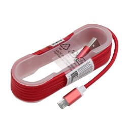 OMEGA USB TO MICRO USB FABRIC BRAIDED CABLE KABEL 1,5M RED