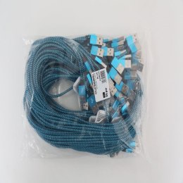 OMEGA VARAN FABRIC CABLE KABEL BRAIDED MICRO USB TO USB 2A POLYBAG OEM 1M BLUE [44190]