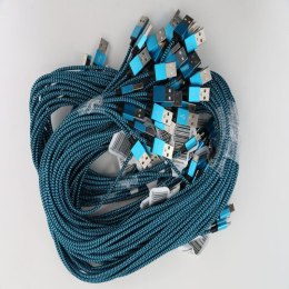OMEGA VARAN FABRIC CABLE KABEL BRAIDED MICRO USB TO USB 2A POLYBAG OEM 1M BLUE [44190]