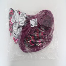 OMEGA VARAN FABRIC CABLE KABEL BRAIDED MICRO USB TO USB 2A POLYBAG OEM 1M ROSE RED [44192]
