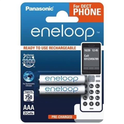 PANASONIC ENELOOP ACCUMULATOR R03/AAA 750mAh DECT 2 PCS BLISTER BK-4MCCE-2DE