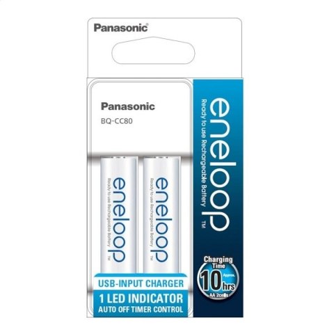 PANASONIC ENELOOP CHARGER ŁADOWARKA 2-POS USB + 2x R6/AA 1900mAh ACCUMULATOR PAK-KJ80MCC20USB