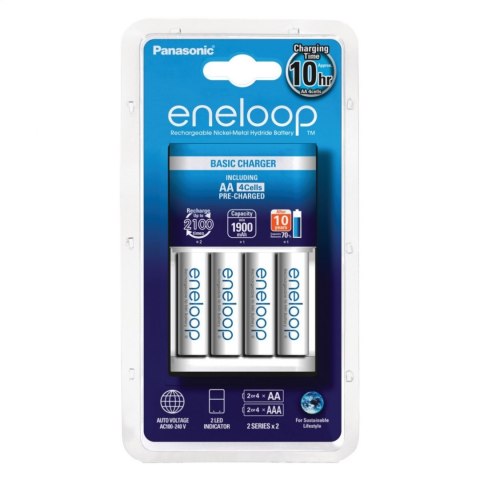 PANASONIC ENELOOP CHARGER ŁADOWARKA 4-POS BASIC + 4x R6/AA 1900mAh ACCUMULATOR K-KJ51MCC40E