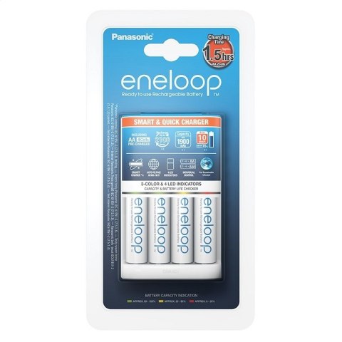 PANASONIC ENELOOP CHARGER ŁADOWARKA 4-POS SMART & QUICK + 4x R6/AA 1900mAh ACCUMULATOR K-KJ55MCC40E