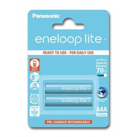 PANASONIC ENELOOP LITE ACCUMULATOR R03/AAA 550mAh DECT 2 PCS BLISTER BK-4LCCE-2BE