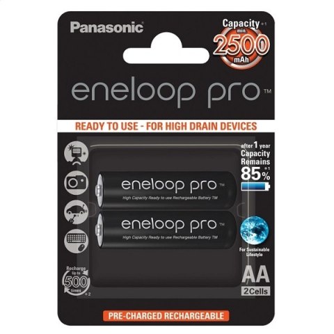 PANASONIC ENELOOP PRO ACCUMULATOR R6/AA 2500mAh 2 PCS BLISTER BK-3HCDE-2BE