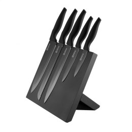 PLATINET 5 BLACK KNIVES SET NOŻE KUCHENNE WITH BLACK MAGNETIC BOARD [45203]