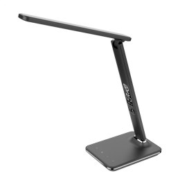 PLATINET DESK LAMP LAMPKA BIURKOWA LED 14W LCD WITH CLOCK AND TEMPERATURE USB CHARGER BLACK [43820]