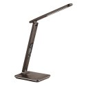 PLATINET DESK LAMP LAMPKA BIURKOWA LED 14W LCD WITH CLOCK AND TEMPERATURE USB CHARGER BROWN [44228]