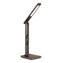 PLATINET DESK LAMP LAMPKA BIURKOWA LED 14W LCD WITH CLOCK AND TEMPERATURE USB CHARGER BROWN [44228]