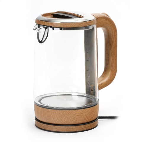 PLATINET ELECTRIC KETTLE CZAJNIK ELEKTRYCZNY 1800W BLUE LIGHTNING GLASS AND WOODEN [ 45191 ]