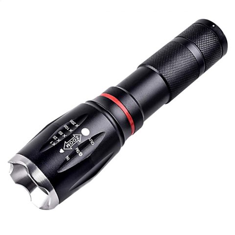 PLATINET TACTICAL FLASHLIGHT LATARKA 10W ALUMINIUM LED WITH COB BLACK [45086]