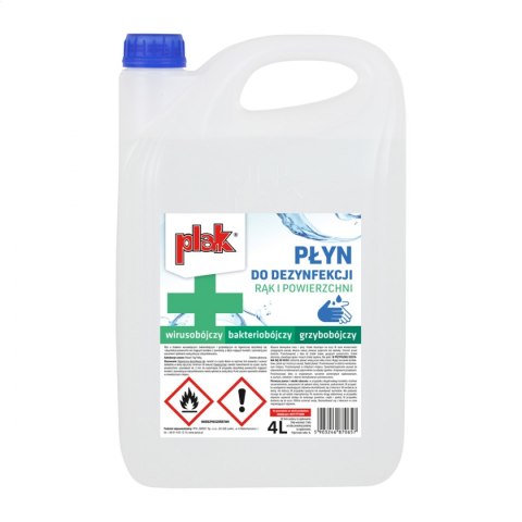 PLAK LIQUID FOR DISINFECTION OF SURFACE AND HAND PŁYN DO DEZYNFEKCJI RĄK I POWIERZCHNI 4L