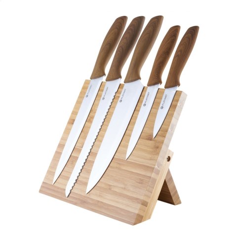 PLATINET 5 KNIVES SET NOŻE KUCHENNE WITH MAGNETIC BAMBOO BOARD