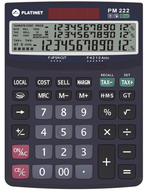 PLATINET CALCULATOR KALKULATOR 12D TAX MAR 3 LINES DISPLAY [41066]