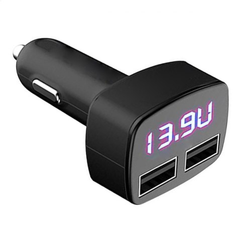 PLATINET CAR CHARGER ŁADOWARKA SAMOCHODOWA 2xUSB 2.4A Voltage & Temperature LCD [44803]