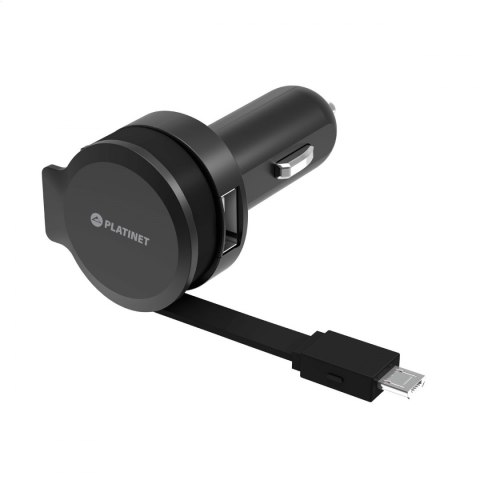 PLATINET CAR CHARGER ŁADOWARKA SAMOCHODOWA ROLLING CABLE KABEL 2.4A MICRO USB [44650]