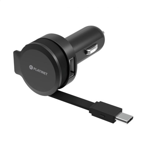 PLATINET CAR CHARGER ŁADOWARKA SAMOCHODOWA ROLLING CABLE KABEL 2.4A TYPE-C [44652]