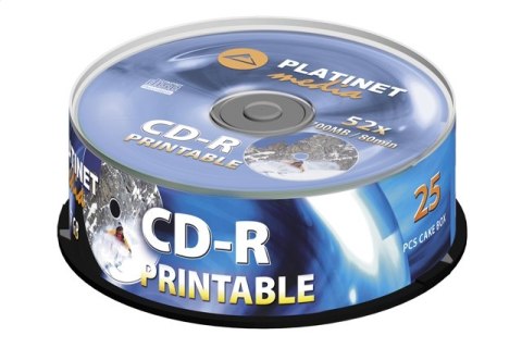 PLATINET CD-R 700MB 52X FF WHITE INKJET PRINTABLE PRO CAKE*25 [56314]