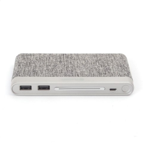 PLATINET POWER BANK 10000mAh polymer FABRIC BRAIDED LIGHT GRAY [44243]