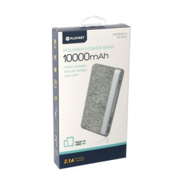 PLATINET POWER BANK 10000mAh polymer FABRIC BRAIDED LIGHT GRAY [44243]