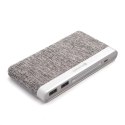 PLATINET POWER BANK 10000mAh polymer FABRIC BRAIDED LIGHT GRAY [44243]