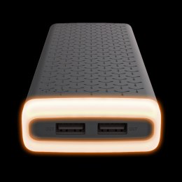 PLATINET POWER BANK 20000mAh 2,1A polymer USB + AMBIENT LIGHTING BLACK [43796]