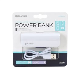 PLATINET POWER BANK LEATHER 2600mAh WHITE + MICRO CABLE KABEL + TypeC adapter [43407]