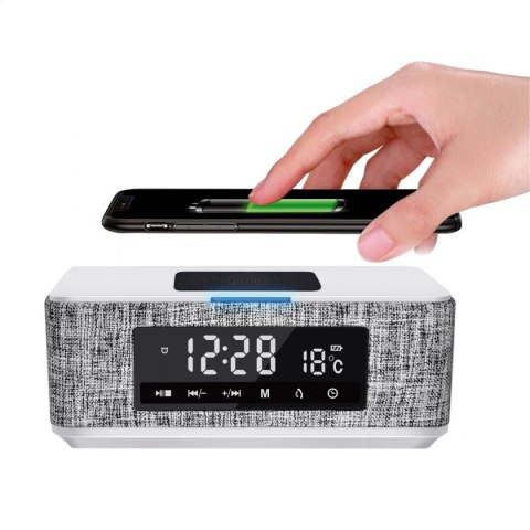 PLATINET SPEAKER GŁOŚNIK "DAILY" BLUETOOTH QI FM CLOCK WHITE [44800]