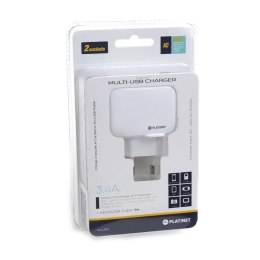 PLATINET WALL CHARGER ŁADOWARKA ŚCIENNA 2xUSB 3,4A 17W + MICRO USB CABLE 1M WHITE [43723]