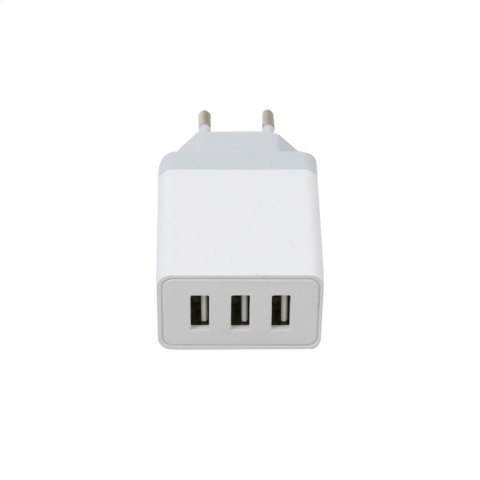 PLATINET WALL CHARGER ŁADOWARKA ŚCIENNA 3xUSB 3A 15W WHITE [44754]