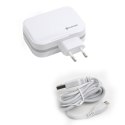 PLATINET WALL CHARGER ŁADOWARKA ŚCIENNA 4xUSB 6,8A + MICRO CABLE KABEL 1m WHITE [43724] TE