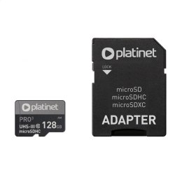 PLATINET microSDXC SECURE DIGITAL + ADAPTER SD 128GB class10 U3 A1 90MB/s [42910]
