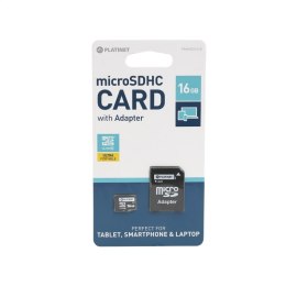 PLATINET microSDHC SECURE DIGITAL + ADAPTER SD 16GB class10 [42209]