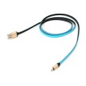 PLATINET ANOLIS UNIVERSAL USB FLAT CABLE KABEL WITH MICRO-LIGHTNING DOUBLE PLUG 1M BLACK-BLUE [43467]
