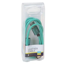 PLATINET ASPER USB LIGHTNING LEATHER CABLE KABEL 1M 2,4A GREEN TE [43299]