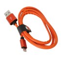 PLATINET ASPER USB LIGHTNING LEATHER CABLE KABEL 1M 2,4A ORANGE TE [43300]