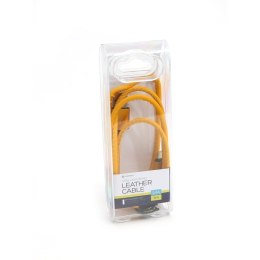 PLATINET ASPER USB LIGHTNING LEATHER CABLE KABEL 1M 2,4A YELLOW TE [43301]