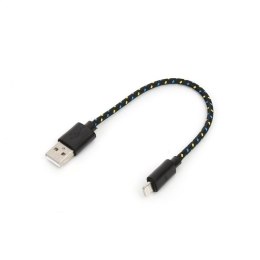 PLATINET ERIS USB LIGHTING FABRIC BRAIDED CABLE KABEL 0,2M BLACK [43475]