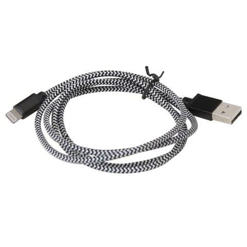 PLATINET ERIS USB LIGHTNING FABRIC BRAIDED CABLE KABEL 1M BLACK