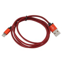 PLATINET ERIS USB LIGHTNING FABRIC BRAIDED CABLE KABEL 1M RED