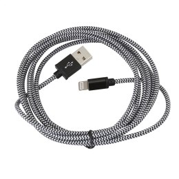 PLATINET ERIS USB LIGHTNING FABRIC BRAIDED CABLE KABEL 2M BLACK