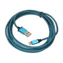 PLATINET ERIS USB LIGHTNING FABRIC BRAIDED CABLE KABEL 2M BLUE