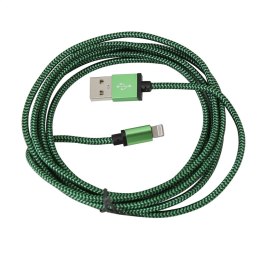 PLATINET ERIS USB LIGHTNING FABRIC BRAIDED CABLE KABEL 2M GREEN
