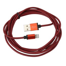 PLATINET ERIS USB LIGHTNING FABRIC BRAIDED CABLE KABEL 2M RED