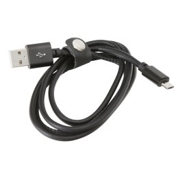PLATINET HERA MICRO USB TO USB LEATHER CABLE KABEL 1M 2,4A BLACK TE [43292]