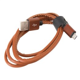 PLATINET HERA MICRO USB TO USB LEATHER CABLE KABEL 1M 2,4A BROWN TE [43293]