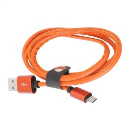 PLATINET HERA MICRO USB TO USB LEATHER CABLE KABEL 1M 2,4A ORANGE TE [43295]